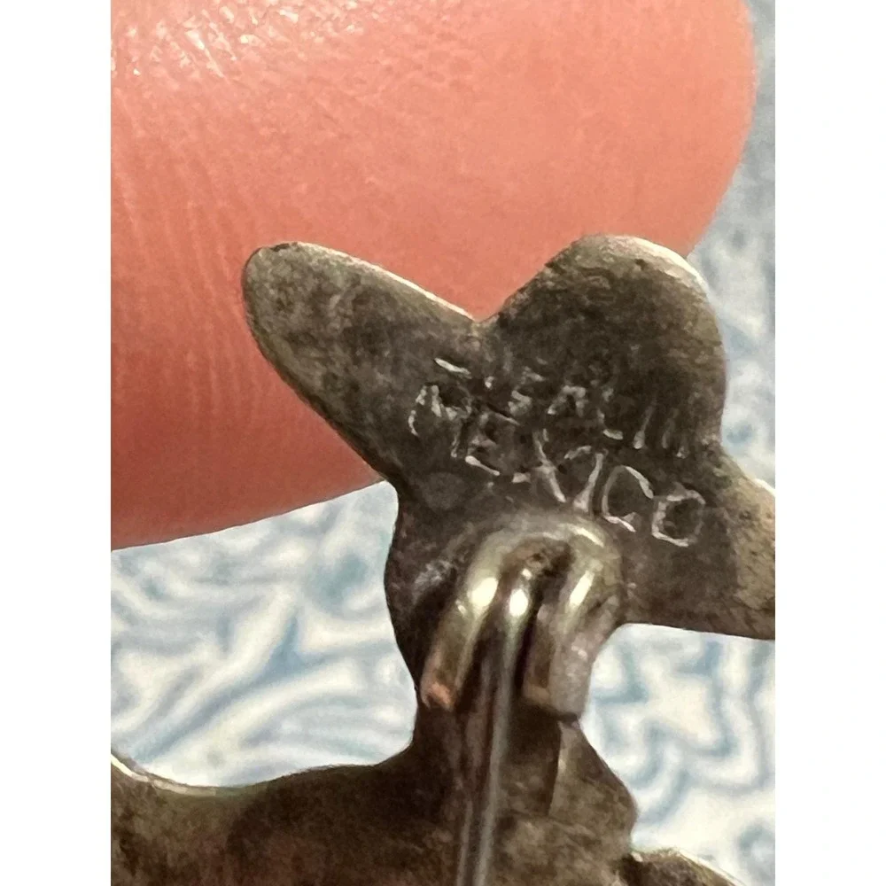 Vintage Sterling Mexico Donkey Brooch‎ Turquoise Eye Burro Pin